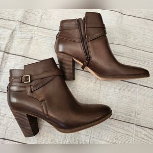 Cole Haan Women's Size 8.5 Grand OS Hayes Brown Leather Belt Strap Ankle Boots